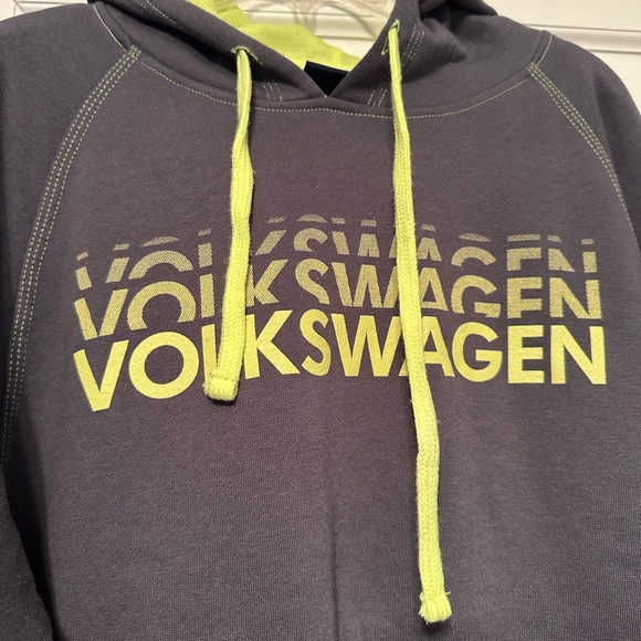 Volkswagen Gray and Neon Yellow Hoodie, Adult Size Small, Gently Worn - Picture 5 of 5